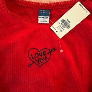 Old Navy Valentines Day Outfit 2 LS T-Shirts and Heart Leggings Size S 6-7